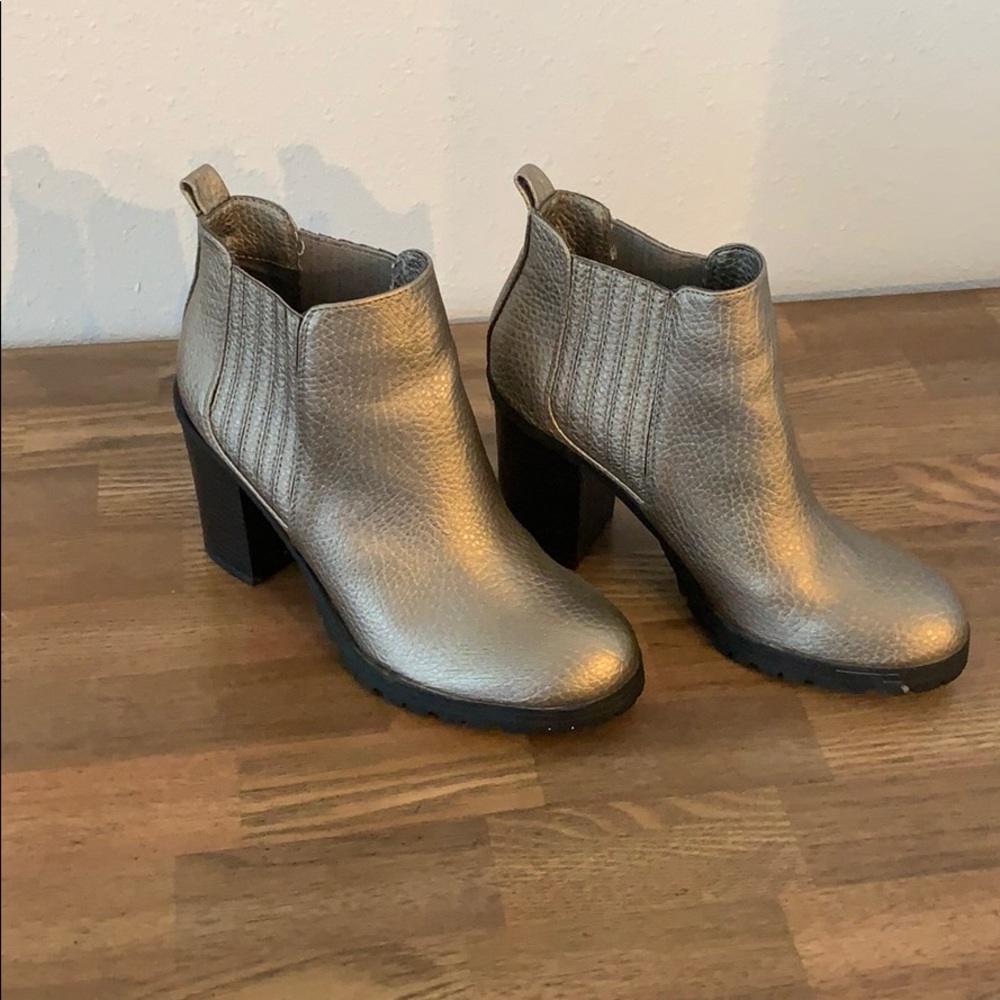 Target Metallic Stacked Heel Booties